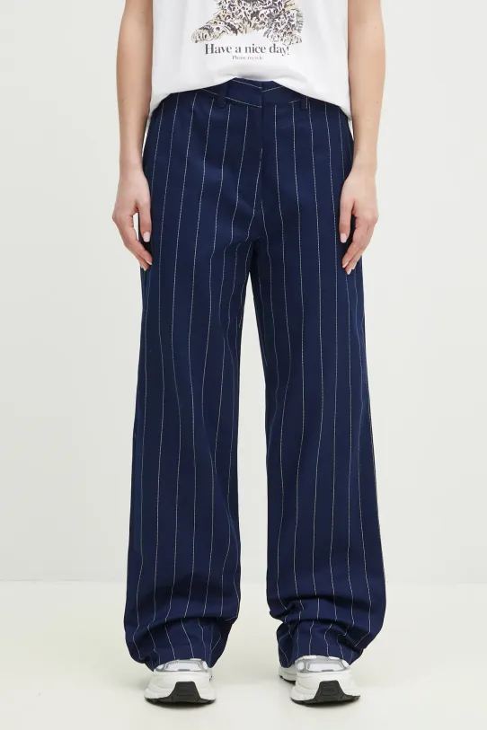 Hlače adidas Originals PINSTRIPE PANTS ravni mornarsko plava JJ3482