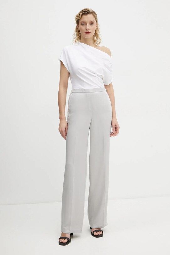 Theory pantaloni de matase K0502208 gri SS25
