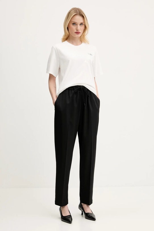 Hlače s primjesom vune MM6 Maison Margiela S52KA0512.M35153 crna SS25