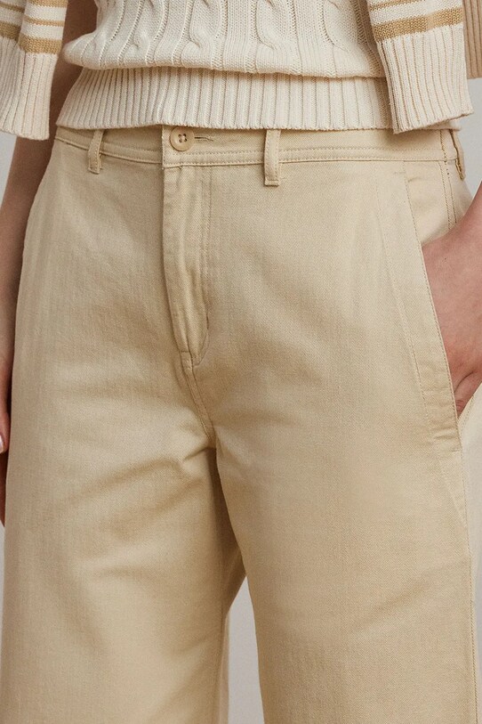 Lauren Ralph Lauren spodnie bawełniane beżowy 200965654