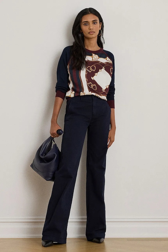 Odzież Lauren Ralph Lauren spodnie bawełniane 200965654 granatowy