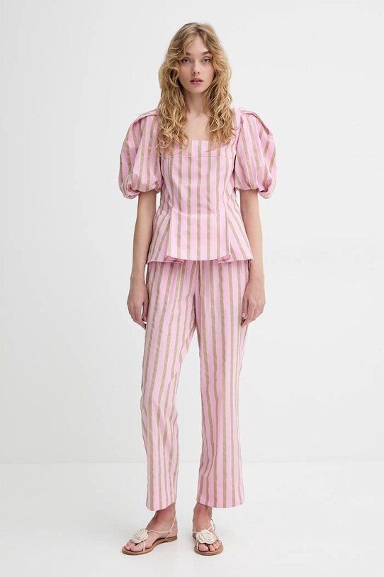 Stine Goya pantaloni de bumbac SG.SS25.P079.2344 roz SS25