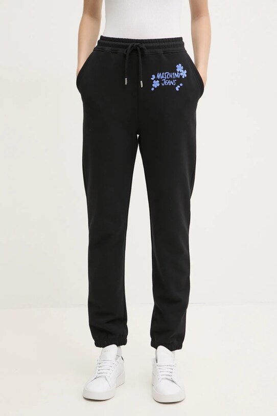 Хлопковые спортивные штаны Moschino Jeans гладкий чёрный 0333.3228