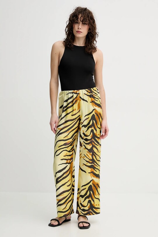 Nanushka pantaloni de matase BRENDA NW25RSPA20558 galben SS25