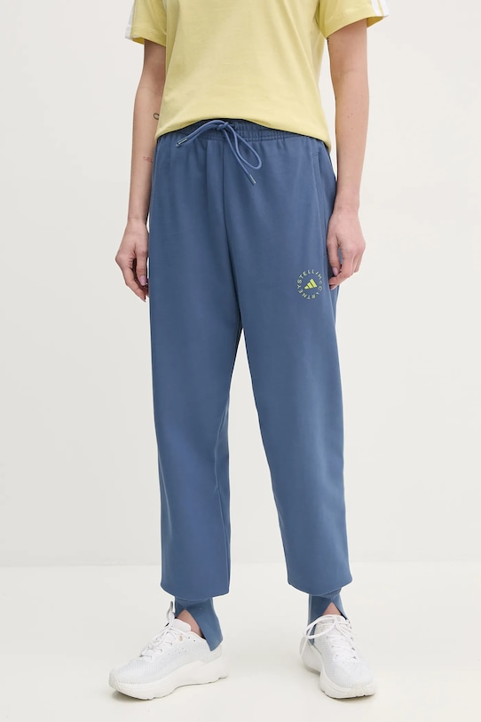 adidas by Stella McCartney pantaloni de trening din bumbac bumbac albastru JJ2572