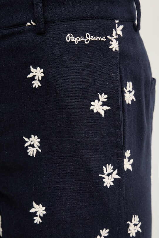 Kalhoty s příměsí lnu Pepe Jeans GENOVEVA námořnická modř PL211802