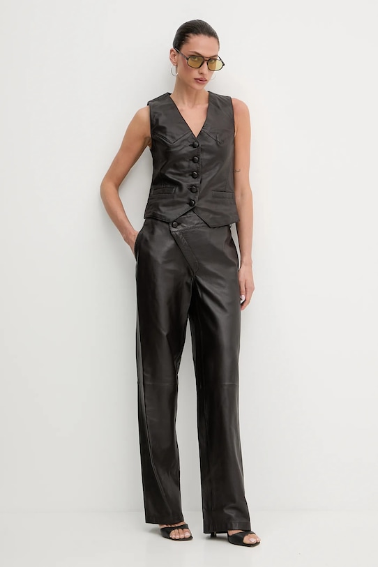 Pinko spodnie skórzane REIMAGINE by Patrick Mcdowell 105091.A2JN brązowy SS25