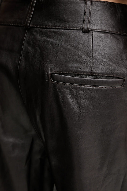 Pinko spodnie skórzane REIMAGINE by Patrick Mcdowell brązowy 105091.A2JN