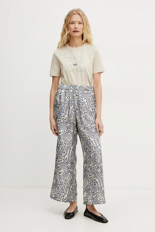 Weekend Max Mara spodnie jedwabne 2515131091600 niebieski SS25