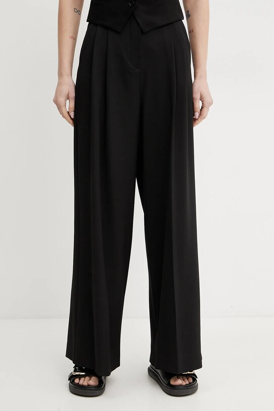 Weekend Max Mara spodnie z domieszką kaszmiru tkanina czarny 2515131131600