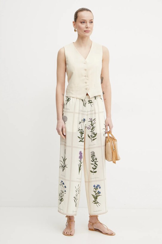 Weekend Max Mara pantaloni de matase 2515131012600 bej SS25