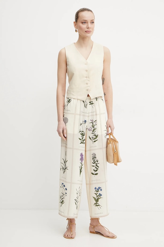 Hodvábne nohavice Weekend Max Mara 2515131012600 béžová SS25