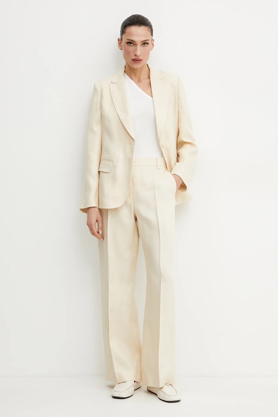 Lněné kalhoty Weekend Max Mara 2515131052600 béžová SS25