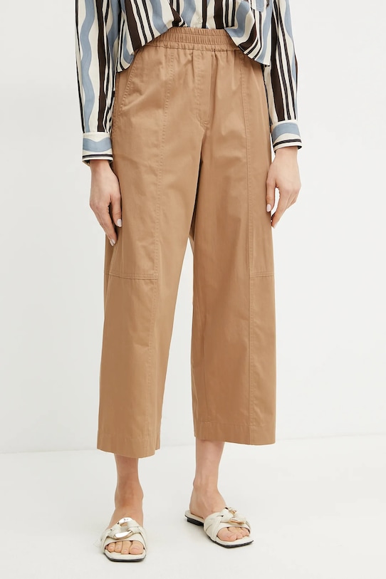 Weekend Max Mara pantaloni de bumbac drept bej 2515131092600