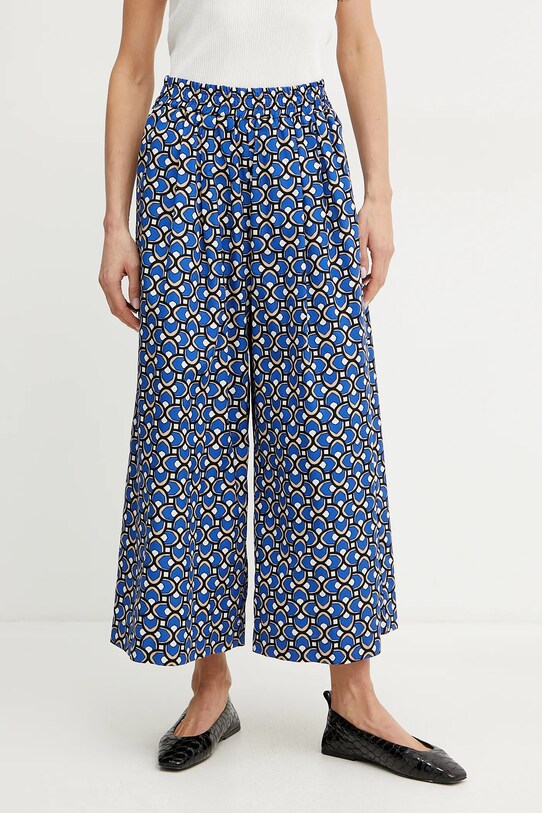 Weekend Max Mara spodnie bawełniane wzorzyste niebieski 2515131102600