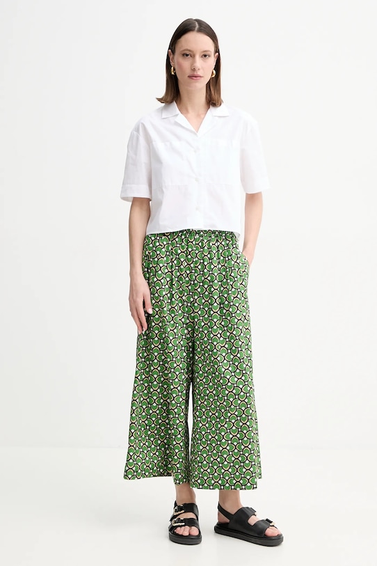 Weekend Max Mara pantaloni de bumbac 2515131102600 verde SS25