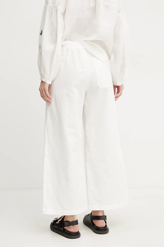 Odzież Weekend Max Mara spodnie z domieszką lnu 2515131112600 biały