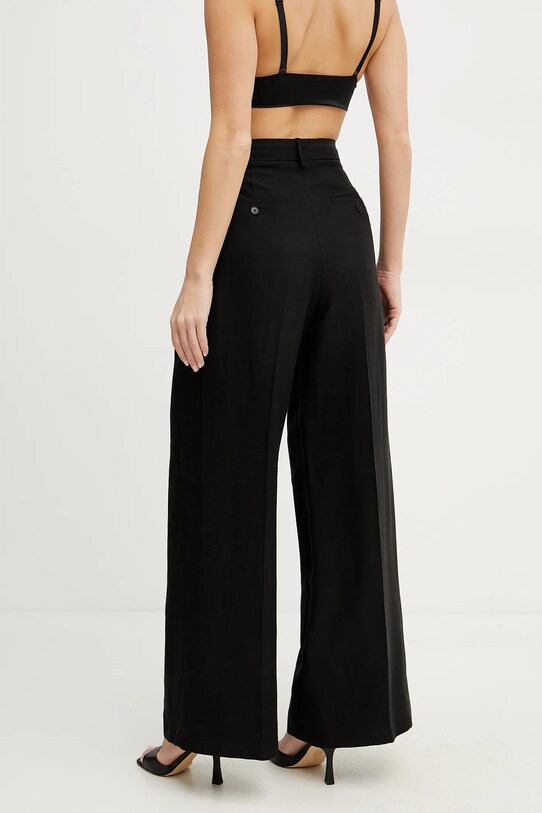 Odzież Weekend Max Mara spodnie z domieszką lnu 2515131132600 czarny