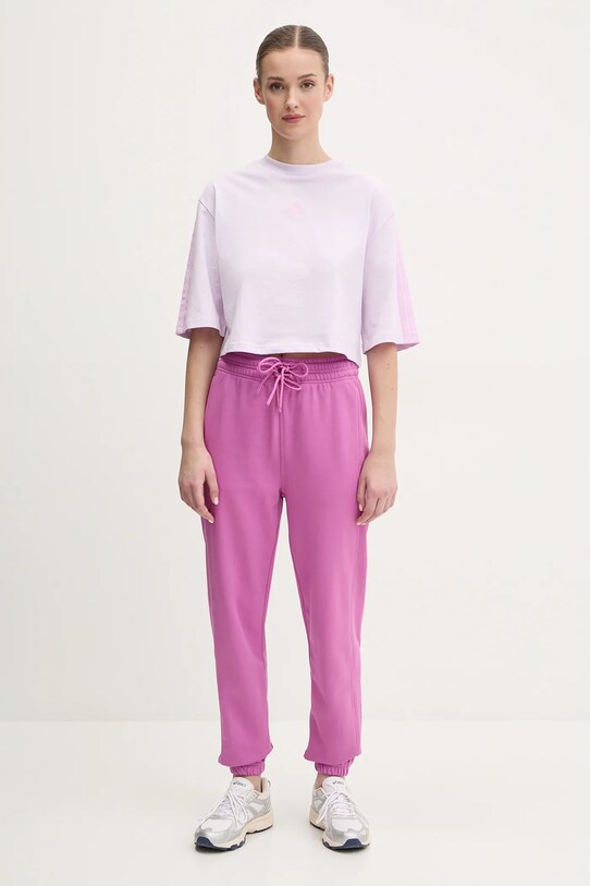 Хлопковые спортивные штаны adidas by Stella McCartney JD2709 фиолетовой SS25
