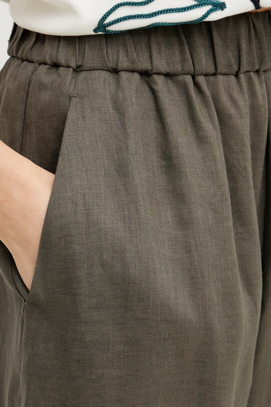 MM pantaloni din in verde 2516131018600