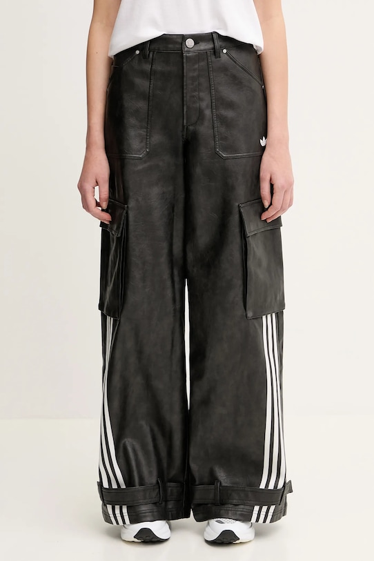 adidas Originals pantaloni FAUX LTHR tricotaj negru JX9226