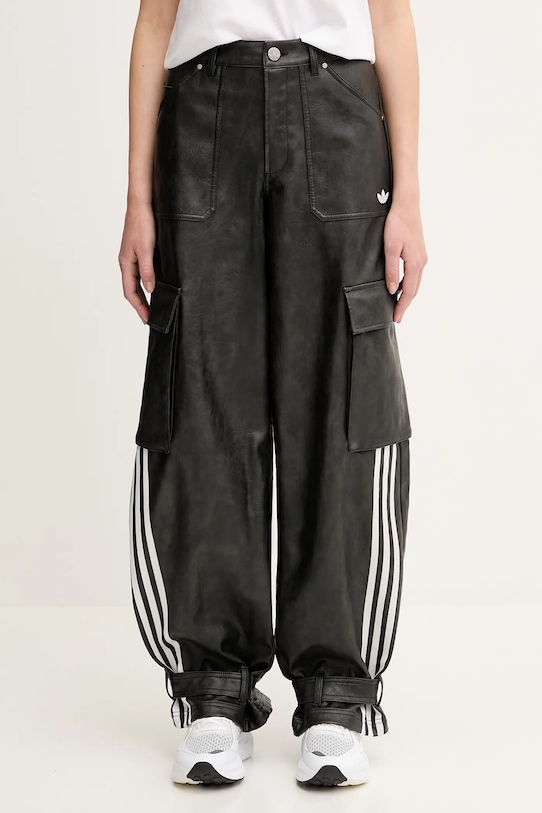 adidas Originals pantaloni FAUX LTHR negru JX9226