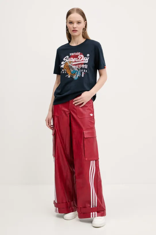 adidas Originals pantaloni FAUX LTHR JX9227 rosso SS25