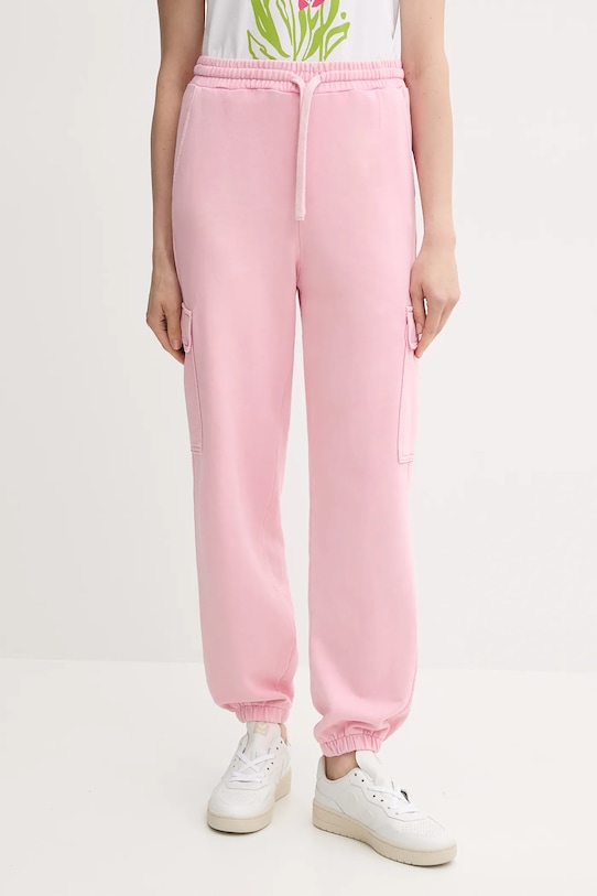 Bavlněné tepláky United Colors of Benetton pletenina růžová 39BLDF01B