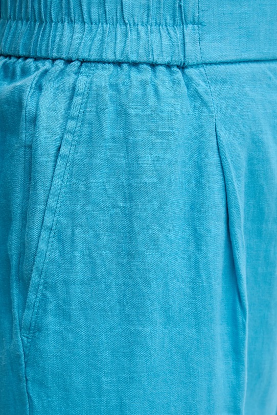 Lněné kalhoty United Colors of Benetton modrá 4AGH558X5