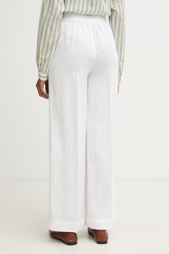 Odzież United Colors of Benetton spodnie damskie lniane 4AGHDF08K biały