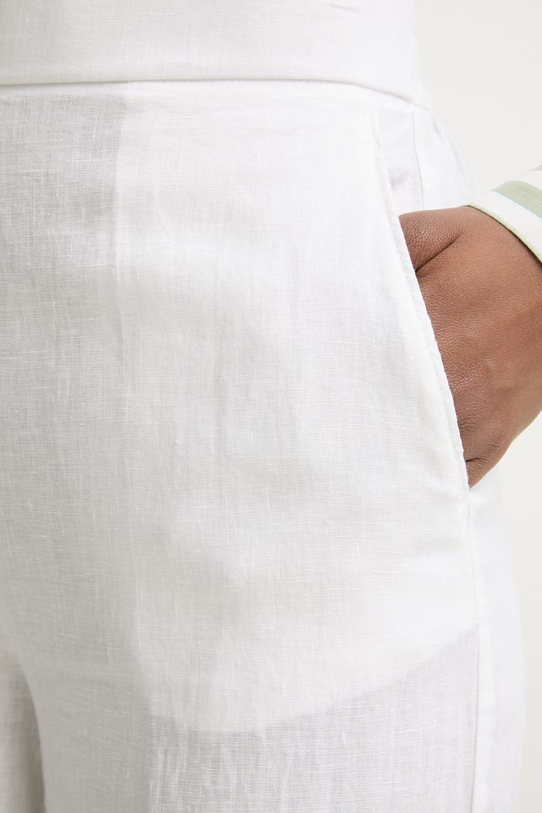 United Colors of Benetton spodnie damskie lniane biały 4AGHDF08K