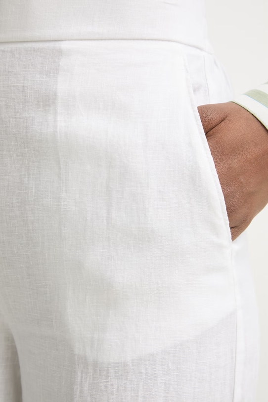 United Colors of Benetton spodnie damskie lniane biały 4AGHDF08K