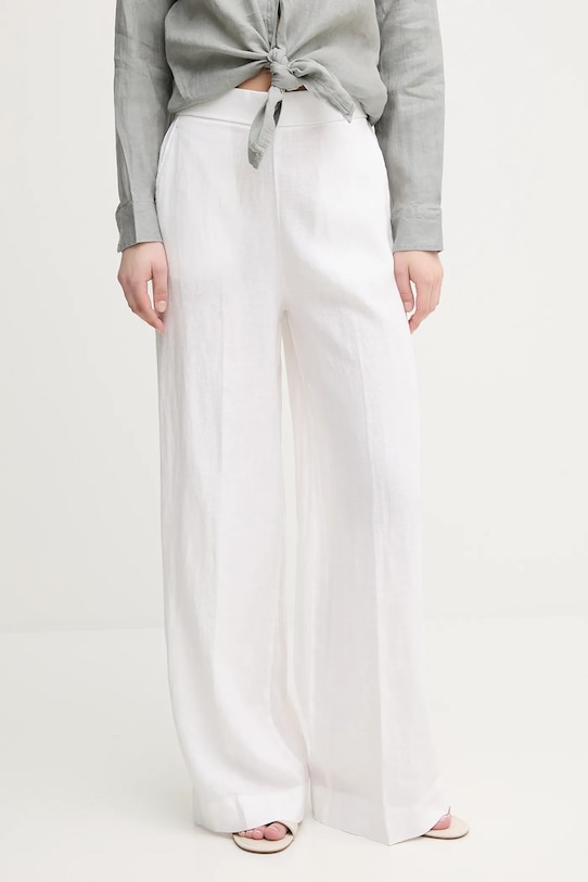 Льняные брюки United Colors of Benetton прямой белый 4AGHDF08K