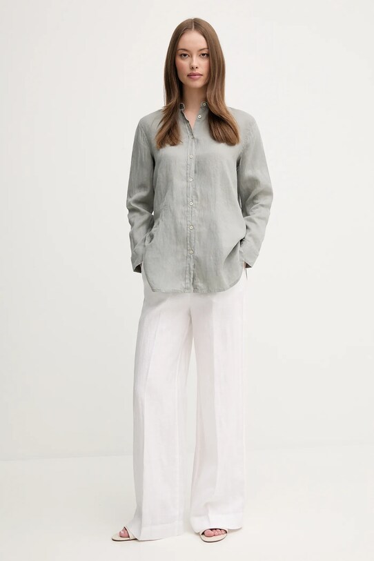 Λινό παντελόνι United Colors of Benetton 4AGHDF08K λευκό SS25