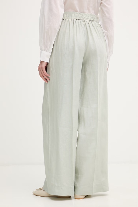 Odjeća United Colors of Benetton hlače ženske lanene 4AGHDF08K zelena