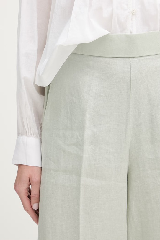 United Colors of Benetton hlače ženske lanene zelena 4AGHDF08K
