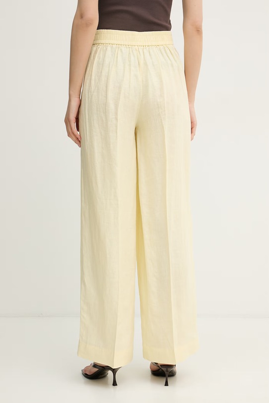 Odzież United Colors of Benetton spodnie damskie lniane 4AGHDF08K żółty