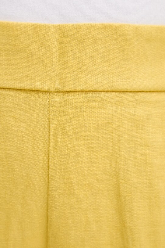 Lněné kalhoty United Colors of Benetton žlutá 4AGHDF08K