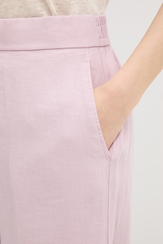 Odzież United Colors of Benetton spodnie damskie lniane 4AGHDF08K różowy