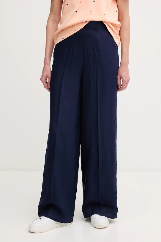 United Colors of Benetton pantaloni in lino alta blu navy 4AGHDF08K