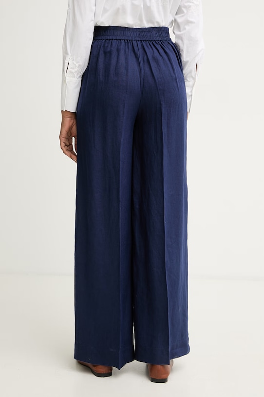 Odzież United Colors of Benetton spodnie damskie lniane 4AGHDF08K granatowy