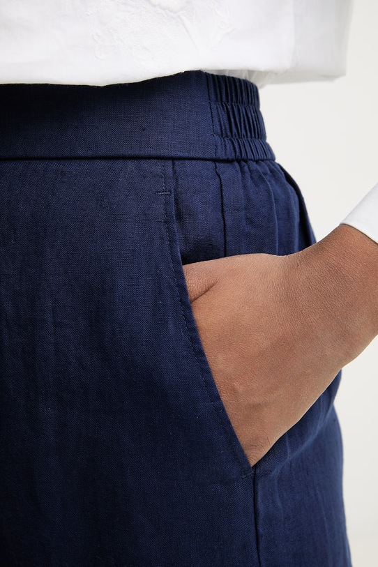 United Colors of Benetton spodnie damskie lniane granatowy 4AGHDF08K