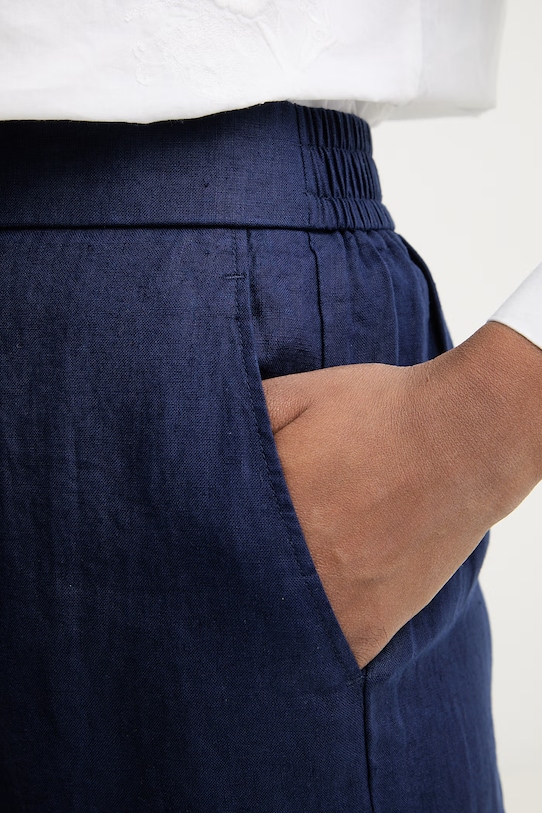 United Colors of Benetton spodnie damskie lniane granatowy 4AGHDF08K