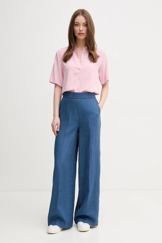 United Colors of Benetton spodnie lniane 4AGHDF08K granatowy SS25