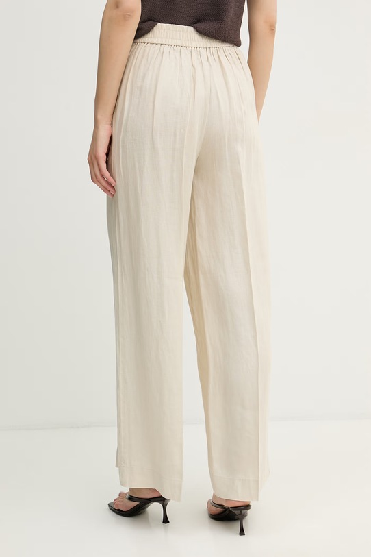 Odzież United Colors of Benetton spodnie damskie lniane 4AGHDF08K beżowy