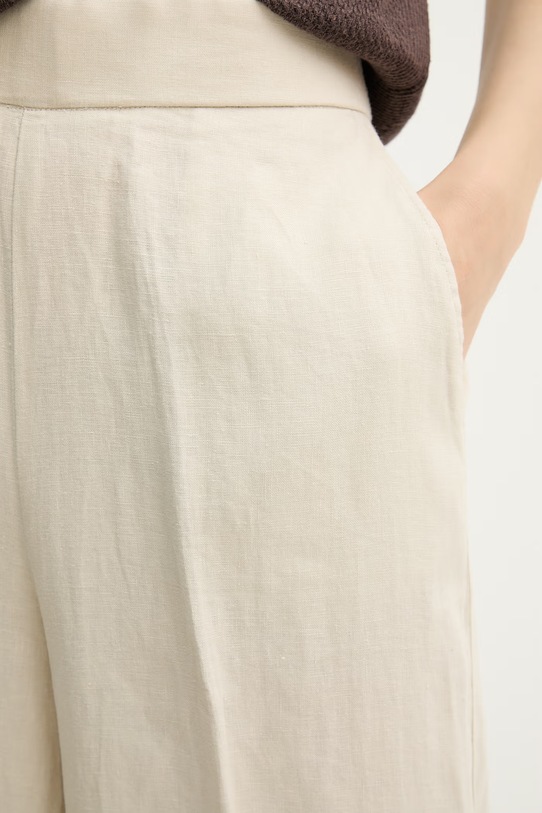 United Colors of Benetton spodnie damskie lniane beżowy 4AGHDF08K