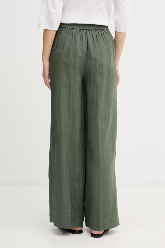 Odzież United Colors of Benetton spodnie damskie lniane 4AGHDF08K zielony