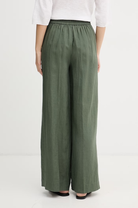 Odzież United Colors of Benetton spodnie damskie lniane 4AGHDF08K zielony