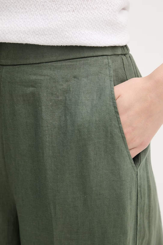 United Colors of Benetton spodnie damskie lniane zielony 4AGHDF08K