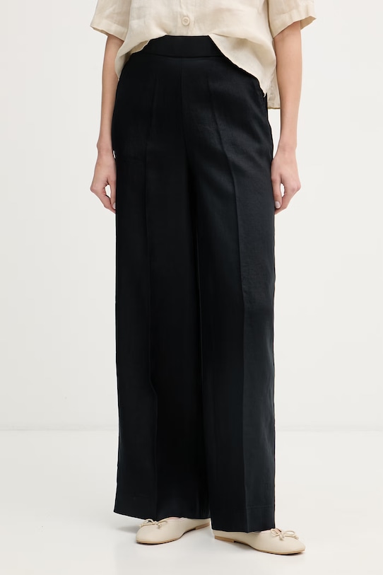 United Colors of Benetton hlače ženske od lana crna 4AGHDF08K